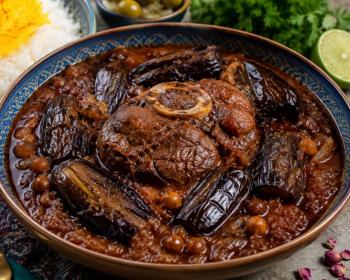 Khoresh bademjan con ossobuco