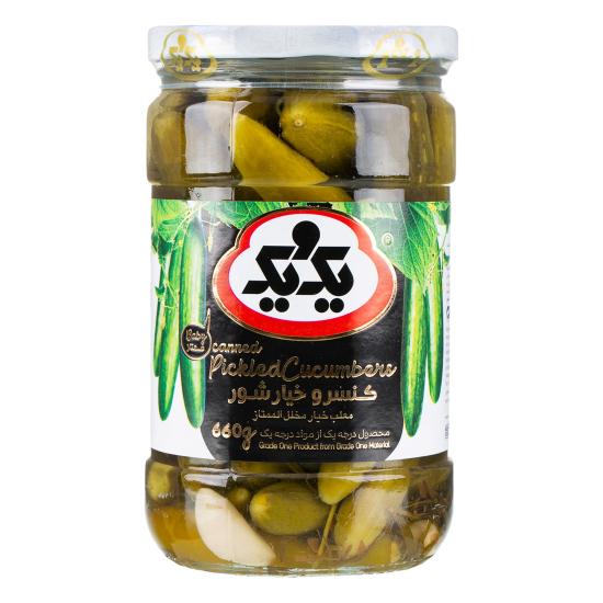 خیارشور ممتاز یک و یک - 680 گرم خیارشور ممتاز یک و یک - 680 گرم