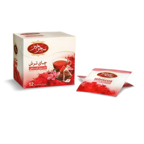 دمنوش کیسه ای هرمی چای ترش سحرحیز بسته 12 عددی