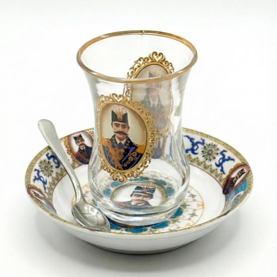 ست استکان نعلبکی کمر باریک شاه‌عباسی 6 نفره