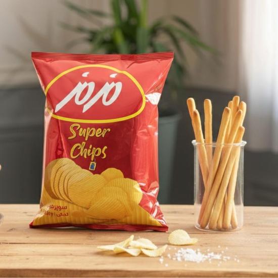 سوپر چیپس مزمز نمکی 230 گرم سوپر چیپس مزمز نمکی 230 گرم