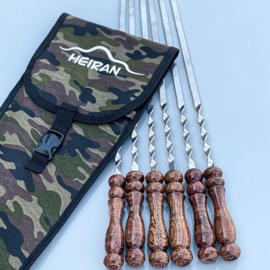 سیخ استیل جگر 6 عددی به همراه غلاف برزنتی