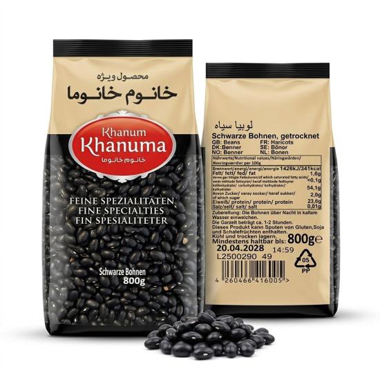 لوبیا سیاه خراسان خانوم خانوما 800 گرم لوبیا سیاه خراسان خانوم خانوما 800 گرم