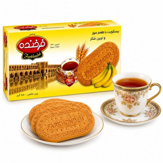 بیسکویت با طعم موز فرخنده 850 گرم
