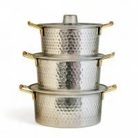 Set di pentole in acciaio inossidabile martellato, 3 pezzi
