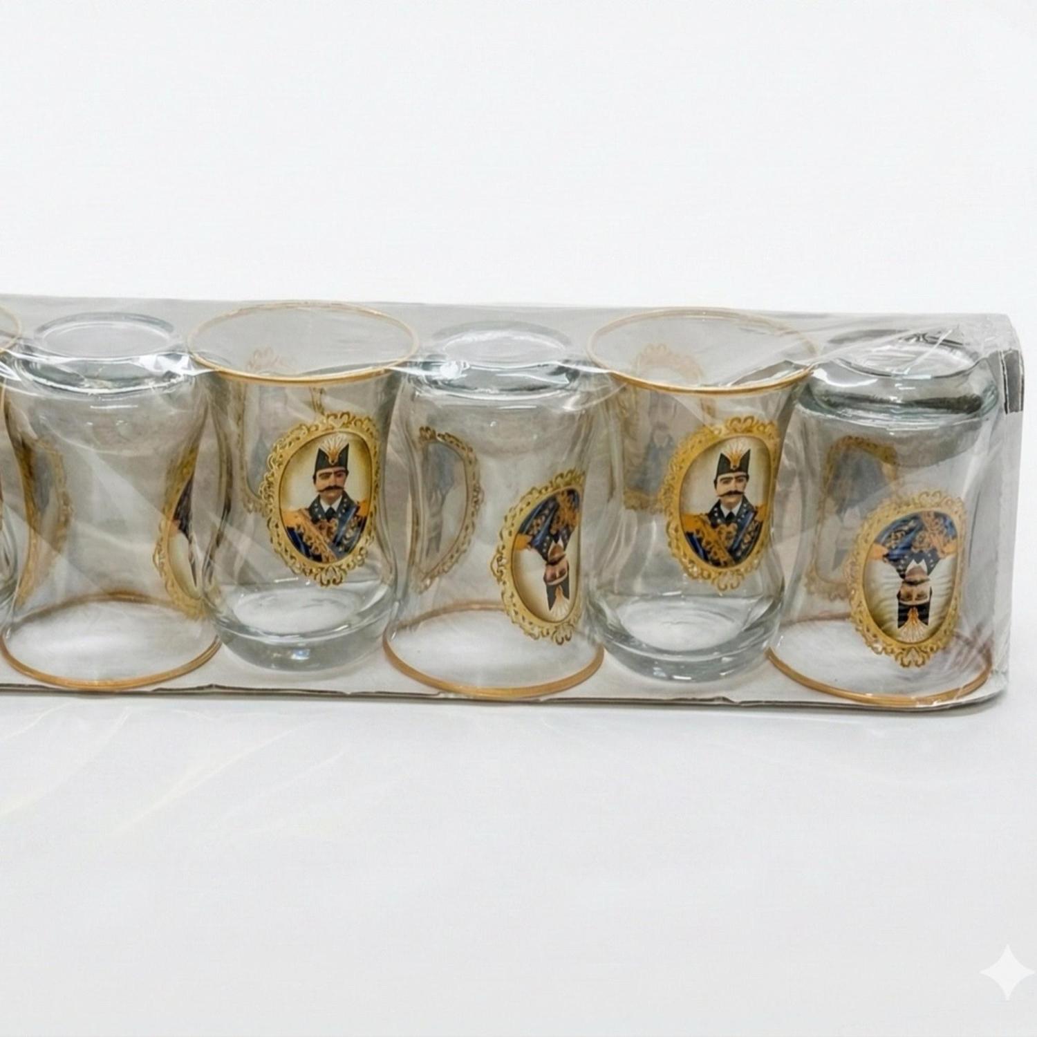 ست استکان نعلبکی کمر باریک شاه‌عباسی 6 نفره